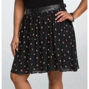 Torrid Pinup Goth Retro Rockabilly Bird Leather Punk Skirt Size 22